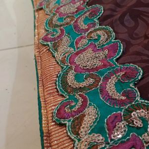 New Unused Semi Stitched Net Saree