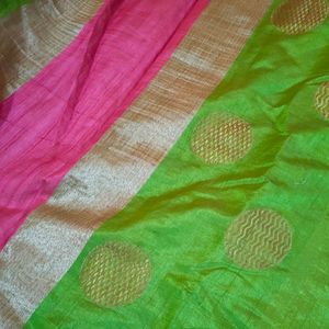 Green Silk Saree With Blouse