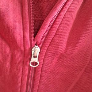 Red Zipped Oversized Hoodie