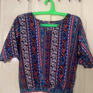 Ethnic Print Crop Top