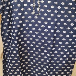 Navy Blue Printed Kurti (Women's)