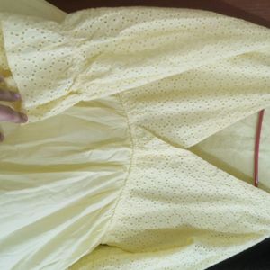 Lemon Yellow Short Schiffili Dress