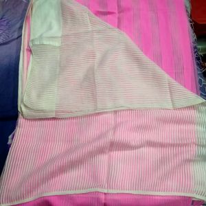 White And Pink Silk Saree