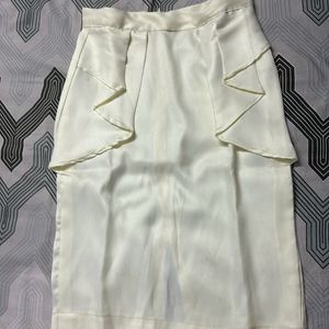 Stitched Cream Beige Formal Skirt