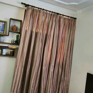 Set Of 2 Door Curtains Silk Blended Pleated