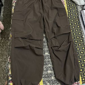 Coffee Brown Parachute Cargo Pants