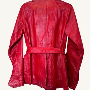 Peruvian Connection Leather Red Jacket “S” Size