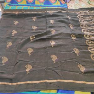 Brown Cotton Silk Saree