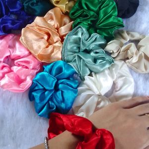 Hair Scrunchies Silk Like New Pack Of 12 (200 )Rs