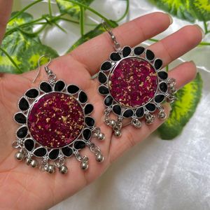 Resin Rose Jhumkas