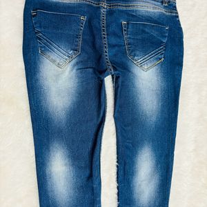 Blue Knee Length Denim Jeans