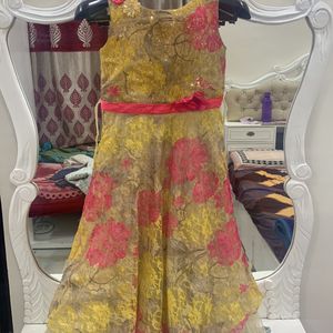 Yellow Net Frock Or Gown