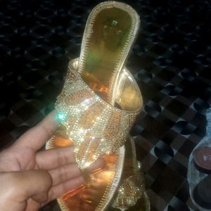 Beautiful Orangish Golden Stone Heels