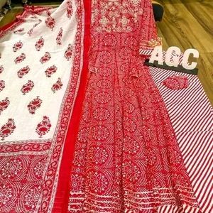 Anarkali Kurta And Pant With Dupatta Set  🌹🫶