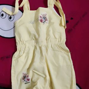 Yellow Colour Jumpsuit For Girls