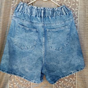 Denim wide leg shorts