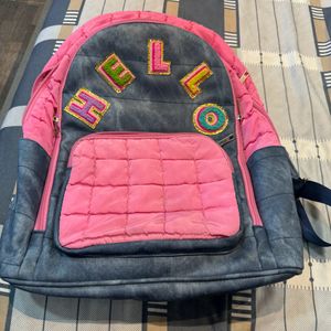 Pink And Grey Beautiful School Bag For Girls