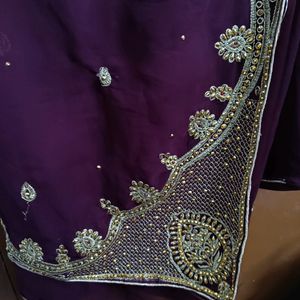 Beautiful maroon heavy bridal saree