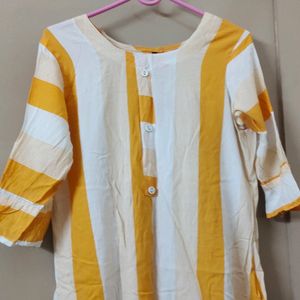 Yellow And White Stripped Kurti