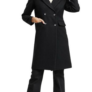 Fable street Double Breasted Overcoat Black