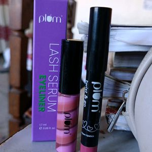 Plum Eyeliner, Lipstick And Gloss