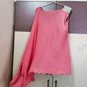 Pink One Side Sleeveless Top