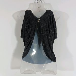 Black Shimmer Stylish Back Casual Top (Women)