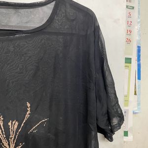 Women Black Sheer Top