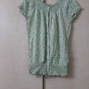 Women Jean's Top Light Green Color with Frills