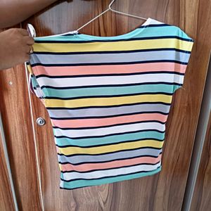 Multi Colour Horizontal Strip Top