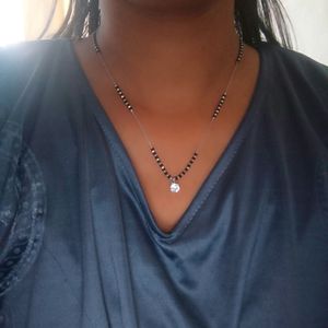 92.5 Silver Black Beads Chain