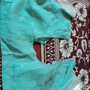 Shimmer Silver Border Saree With Blouse