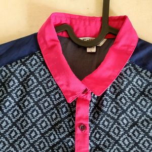 Price drop >> Navy Blue Shirt With Pink Collar