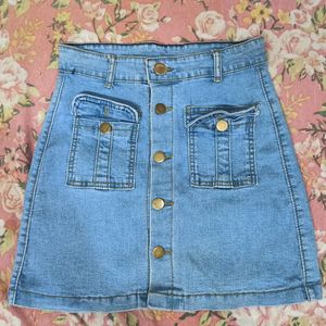 Blue Denim Buttonup Skirt