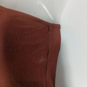 Brown Plain Casual Body Suit (Women)