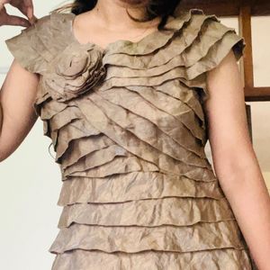 Pleated Middle Cocktail  Party Dress