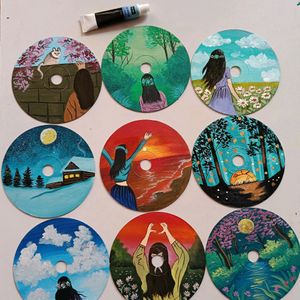 Aesthetic Handpainted CD Art/ Painting