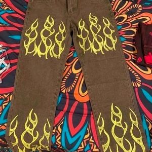 FLAMEUP HAND-PAINTED BAGGY JEANS