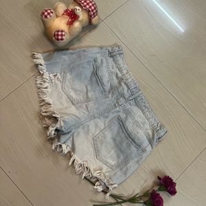 Denim Smiley Short