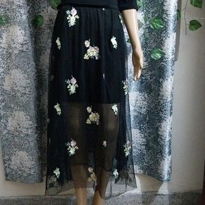 Floral Embroidered Black Dress