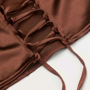 H&M brown Satin top