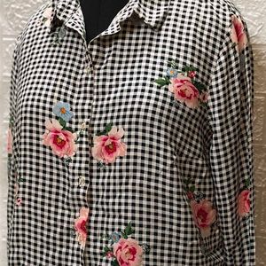 H&M Checkered Floral Printed Shirt