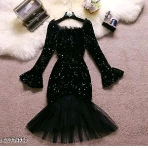 Sequin Mermaid Tail Off Shoulder black Dress