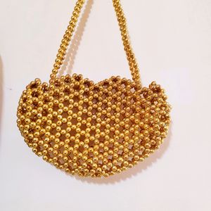 Golden Pearls/Beads Handmade Purse