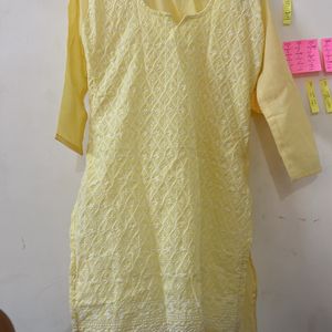 Yellow Women Chikankari Kurta