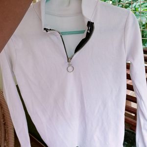 Women's White High Neck Top