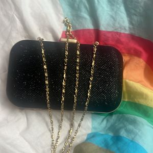 Black Shimmery Shiny Clutch