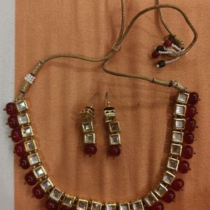 Kundan Set With Maroon Pearls