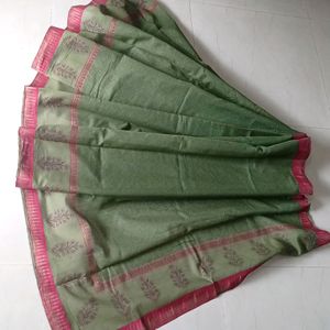 Olive Green Cotton Saree