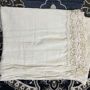 Cream Cotton Dupatta Length(one And Half Metre)